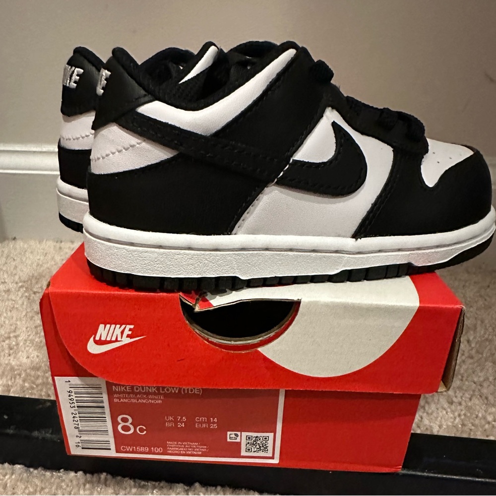 Nike Kids Black and White Dunk Low Sneakers
